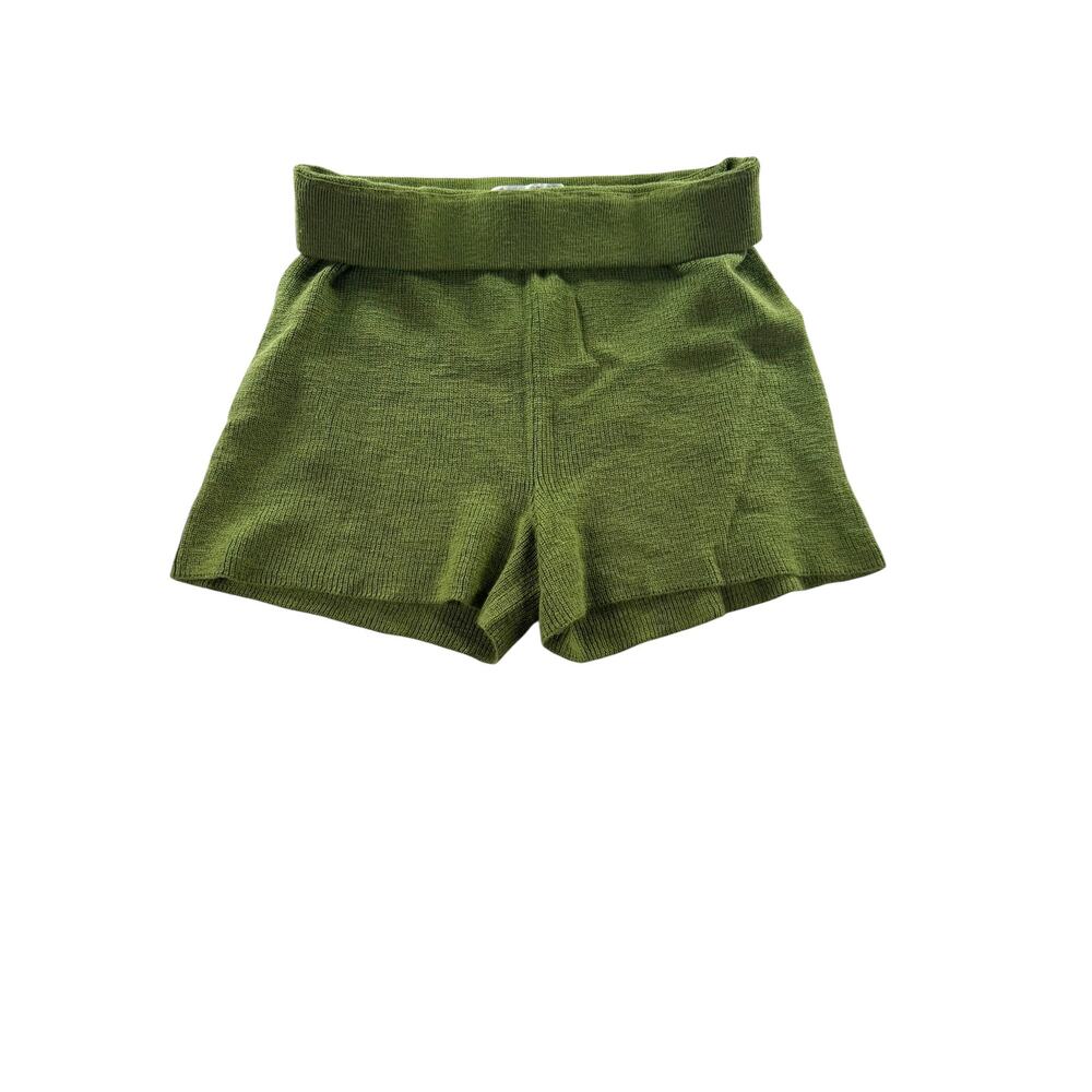 Free People Beach Malibu Surf Shorts Womens M Knit Green Pull On Boho Fold Over